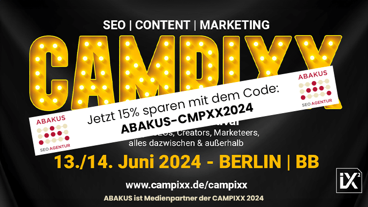 Campixx am 13. und 14. Juni in Berlin Brandenburg. Mit dem Code: ABAKUS-CMPXX2024 15% auf Karten für die CAMPIXX 2024 sparen.